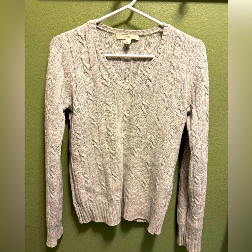 Merona light grey sweater, size small-part wool and cashmere